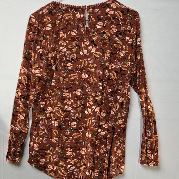 Anthropologie Daniel Rainn Darrel Crochet Yoke Knit Floral Print Top Petite M - Picture 3 of 9